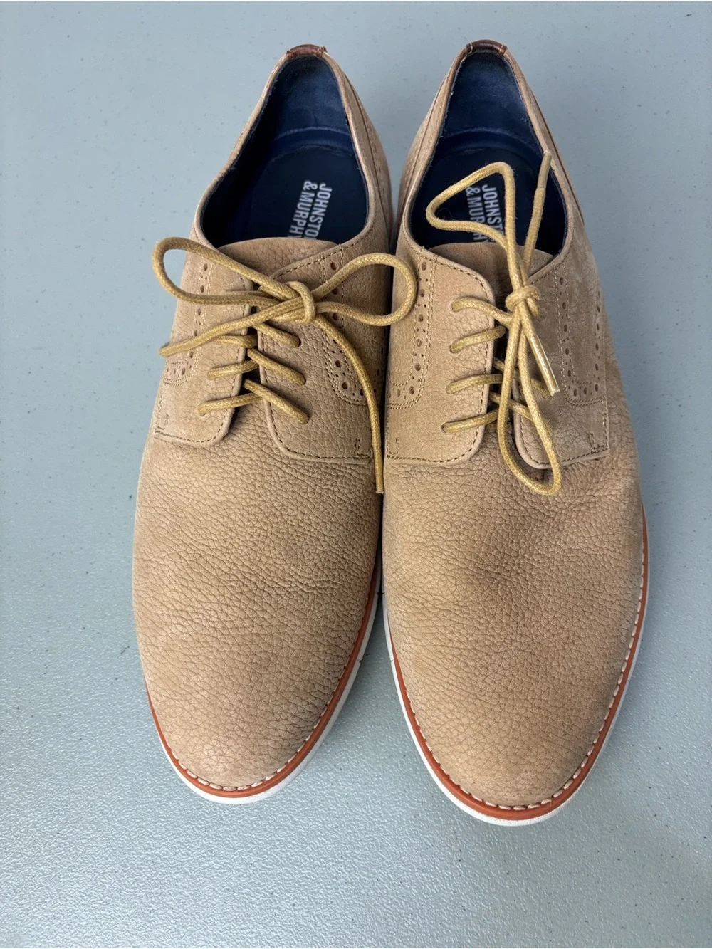 Johnston & Murphy Tan Nubuck Leather Men's Dress Shoes 9.5M Oxford Casual